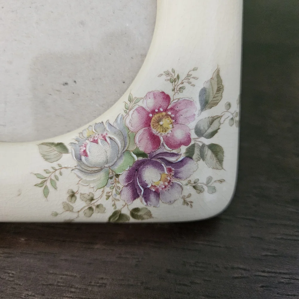 Vintage Terragrafix Floral Ceramic Square 1982 Picture Frame